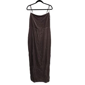 Reformation Frankie Velvet Maxi Dress 12 Dark Gray Rayon/Silk $298